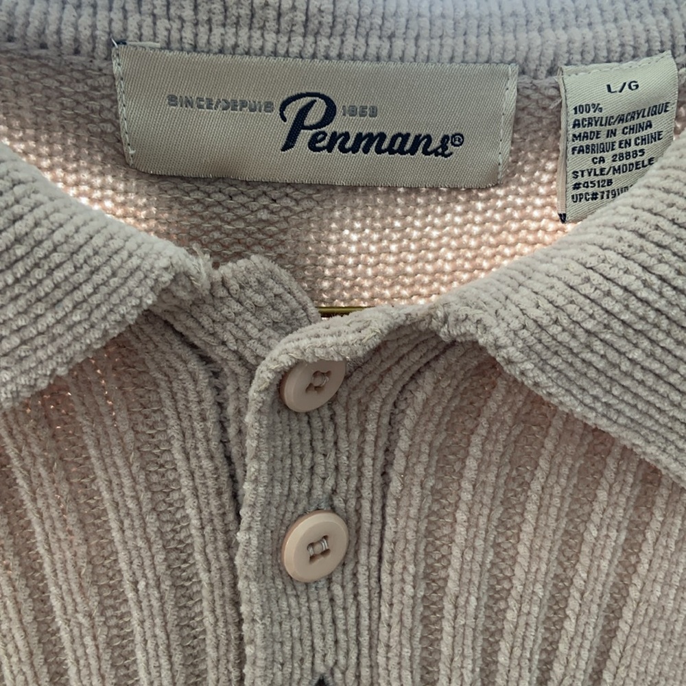 Eclectic Grandpa Acrylic Knit Sweater with Buttoned Collar, Size Men’s Large - Picture 2 of 9
